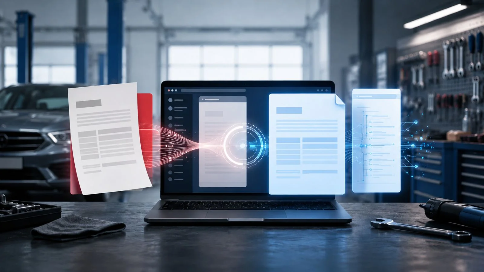 ZUGFeRD-Konverter Web-App für Kfz-Werkstätten: PDF-Rechnung wird per individueller Web-Anwendung automatisch in eine ZUGFeRD-konforme eRechnung (PDF + XML) umgewandelt – aus Hannover